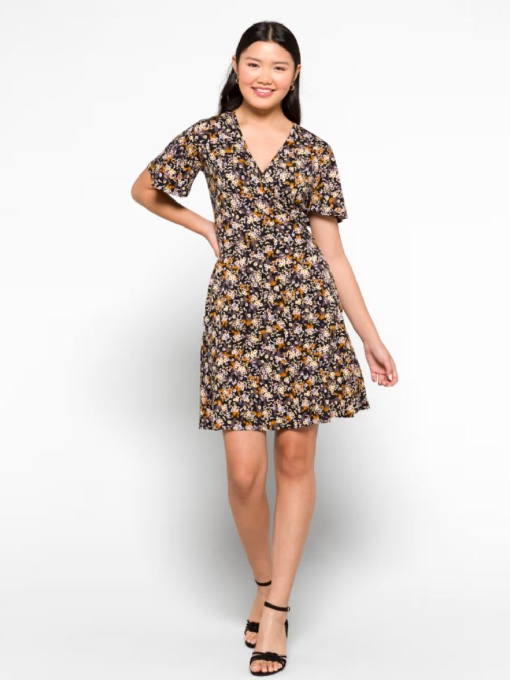 41 Hawthorn Floral Surplice Knit Dress Indie Preppy Soft Girl Large